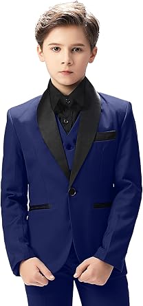 Boy Suits Tuxedo Slim Fit Suit for Boys Kids Toddler Dress Outfit with Coat, Pants, Vest Set No Tail