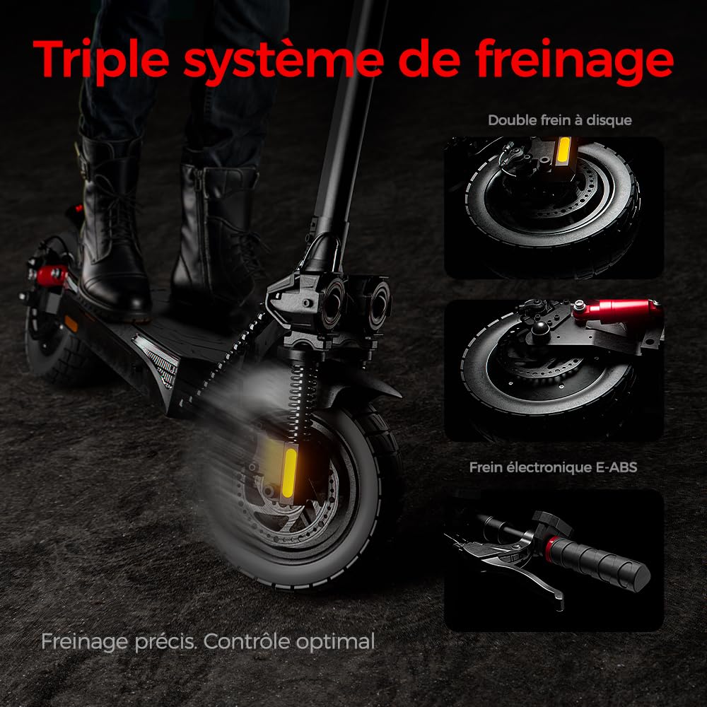 iScooter Trottinette Électrique Tout Terrain 800W,Batterie 48V 15,6Ah,Jusqu'à 50 km d'Autonomie,Pneus Tubeless Off-Road 10",Double Suspension,Clignotants,Application Bluetooth,Charge Max 150 kg