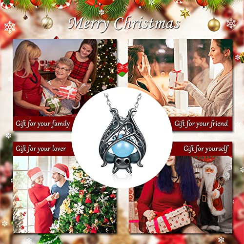 Cute Bat Necklace Sterling Silver Glowing in The Dark Animal Pendant Little Witchy Halloween Jewelry Gift for Women2