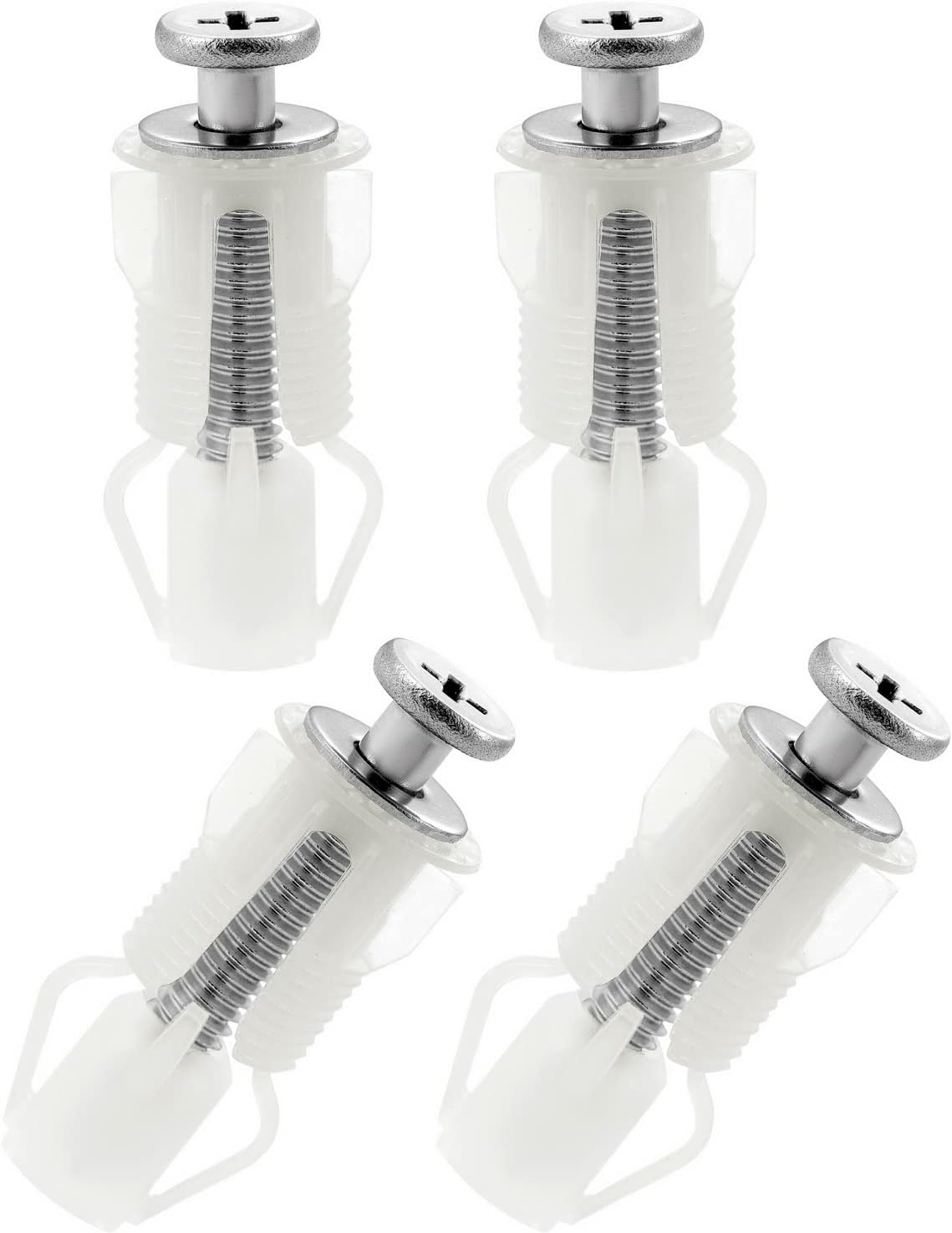 4 Pcs Toilet Seat Fittings and Fixtures, Toilet Lid Top Fixing Hinges Screws Expanding Nylon Nuts WC Hinge Blind Hole Fittings, White
