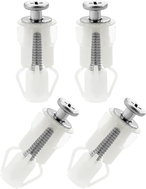 4 Pcs Toilet Seat Fittings and Fixtures, Toilet Lid Top Fixing Hinges Screws Expanding Nylon Nuts WC Hinge Blind Hole Fittings, White