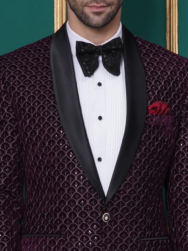 Image of FAVOROSKI Wedding Sequence Blazer Suit for Men | Embroidered Velvet Blazer | Relaxed Fit Blazer for Men Wedding Party | Ethnic Wear Blazer for Men | Blazer Suit for Men | Festive Blazers for Men