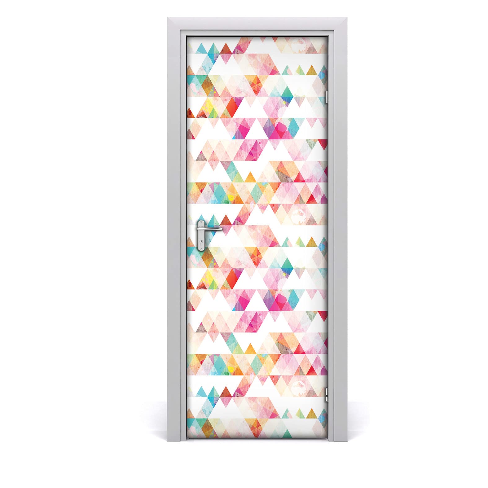 Fondo de pantalla autoadhesivo impermeable para puerta con arco iris geométrico