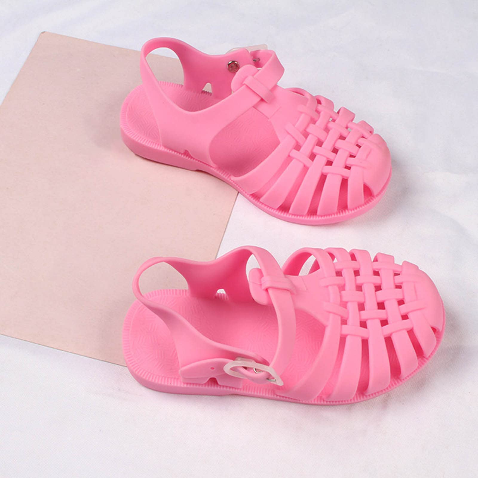 HAOLEI 2025 Cangrejeras Niña,Sandalias Niña Verano Casual Sandalia de Punta Cerrada con Hebilla Ajustable Cómodas Antideslizante Zapato Planas con Suela Suave Ligero Transpirable Chanclas Niño
