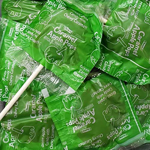 Klub Bulk Caramel Apple Lollipops, 1.5 lbs Classic Pops with Chewy Caramel, Green Apple Flavor, Gluten Free, Bulk Lollipops Individually Wrapped for Convenience (24 oz)