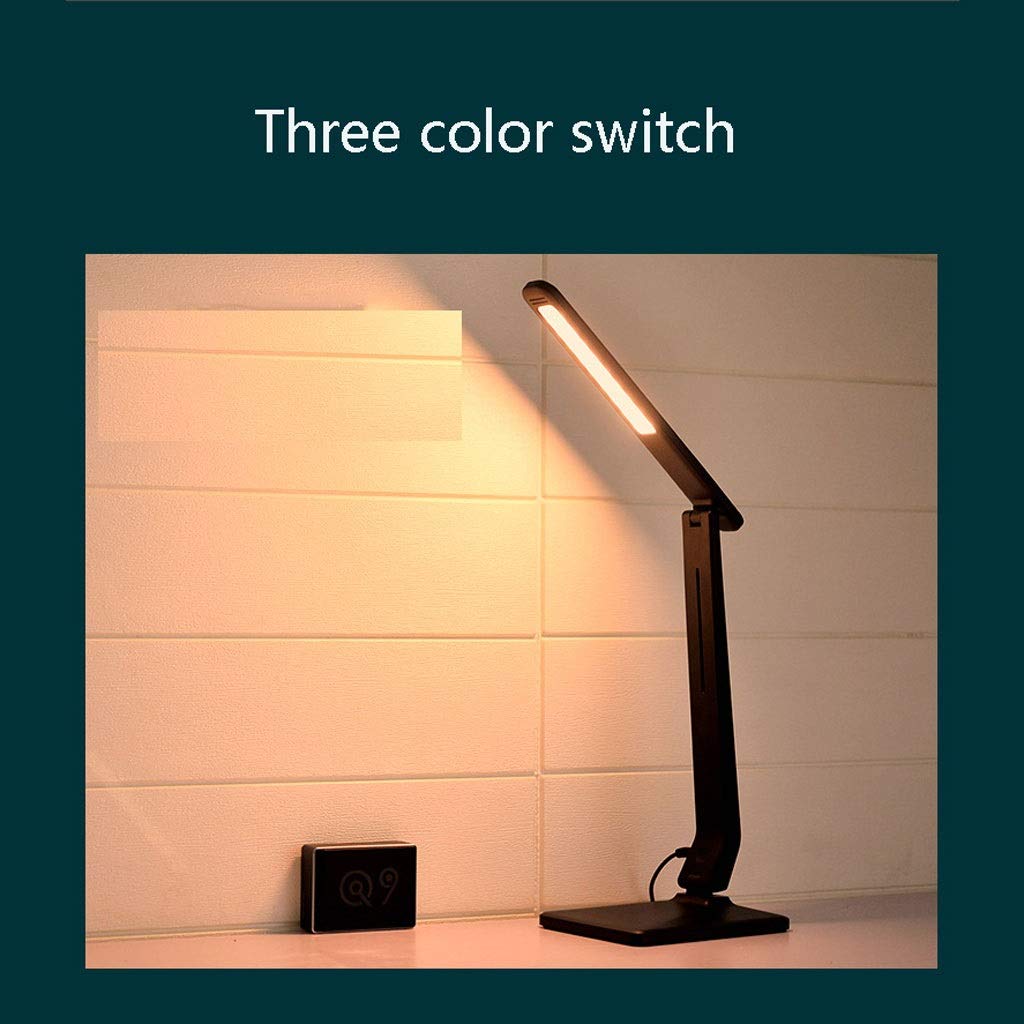 MYBA Lampka nocna Lampa biurkowa LED z portem ładowania USB Ściemnialne Biurko Lampka nocna Lampka stołowa Sterowanie dotykowe Lampa stołowa Lampa stołowa (kolor: Czarny)