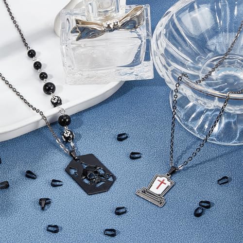 SUNNYCLUE 1 Box 30Pcs Stainless Steel Pinch Bails Black Pendant Bail Clasp Snap on Bails Ice Pick Pinch Bails Open Dangle Clip Bail Slider Pendant Clasp Bail Connectors for Jewellery Making Findings - Image 4