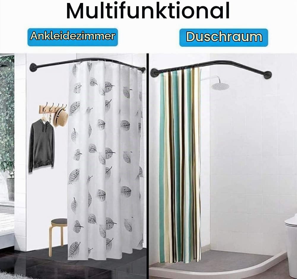 Duschvorhangstange Gebogen L Form Badewanne Edelstahl Duschstange Ecke Badewanne Edelstahl Teleskopstange Eckduschstange für Umkleidekabine90 to 130cm x 90 to 130