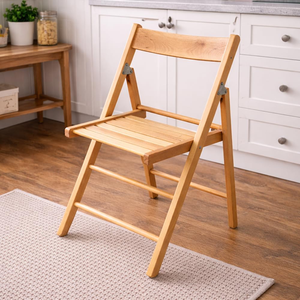 Compactor Sedie Pieghevoli in Legno di Faggio – Sedia Pieghevole Classica Salvaspazio per Cucina e Casa 41x42x78 cm