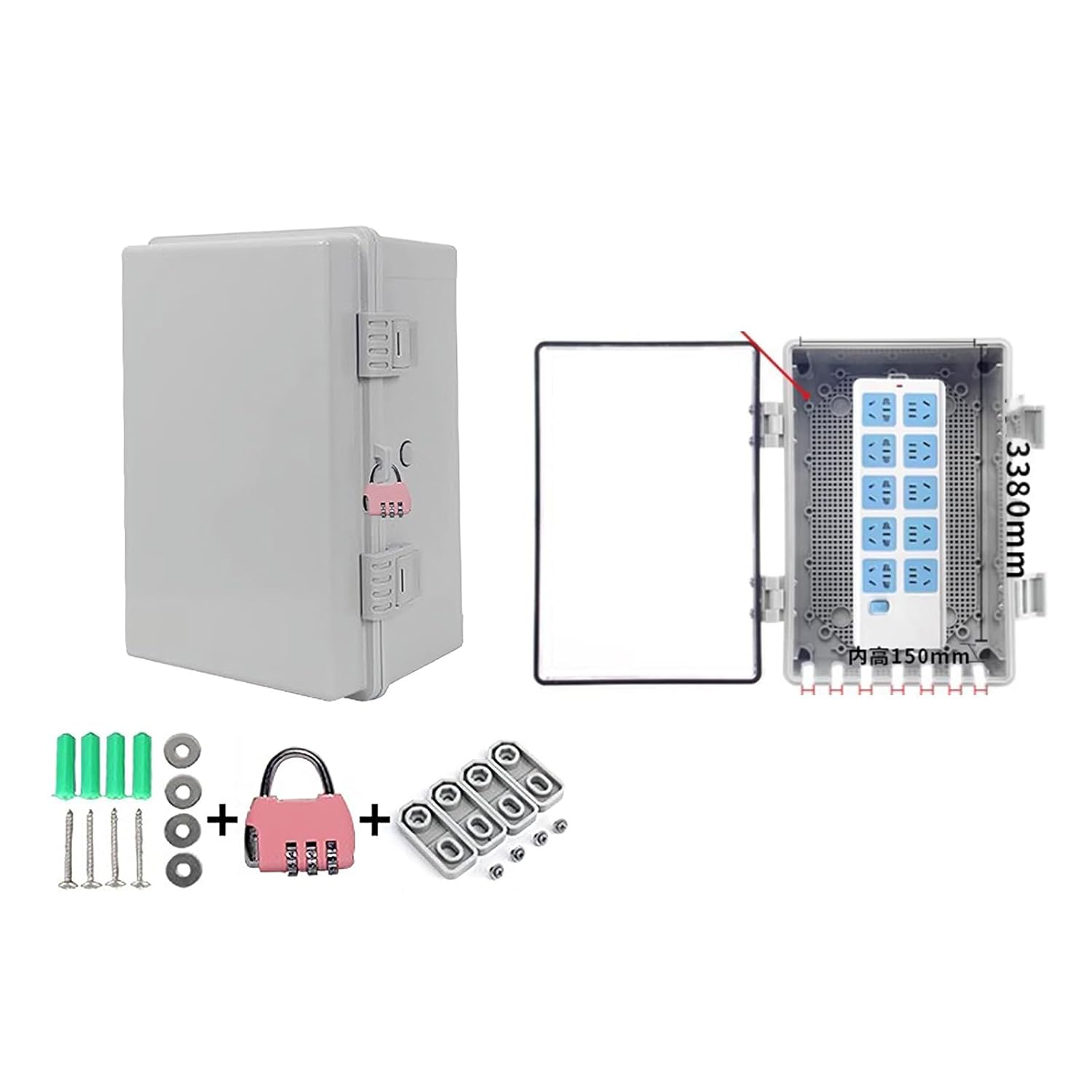 Waterproofed Electrical Box Lockable Design for Outdoor Use ABS Construction Protects Against Rain Dusts Patios Outlet Box