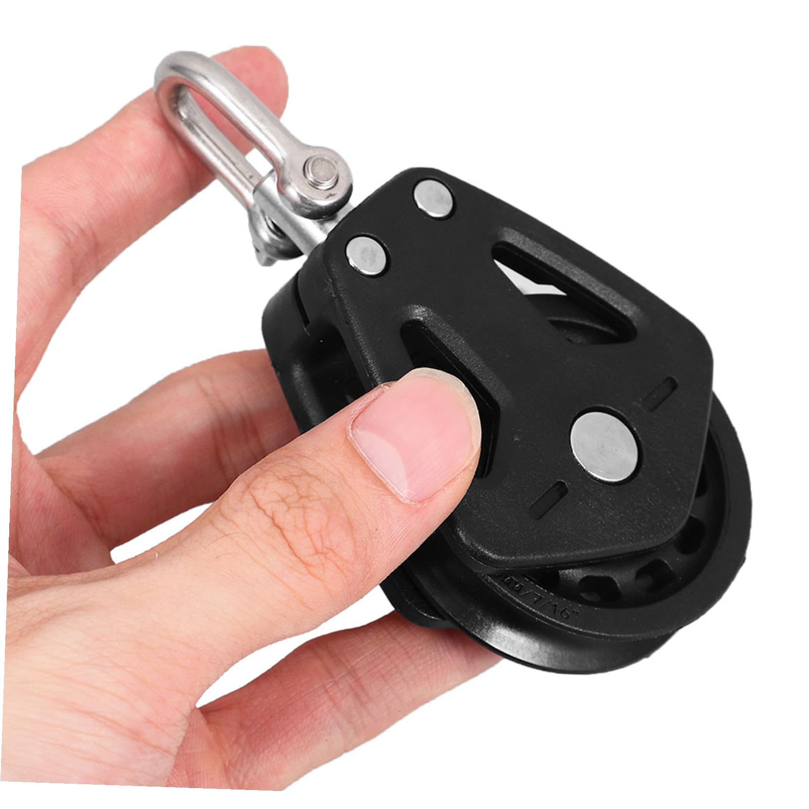 Polea Marina Giratoria Simple de Nailon 4 Piezas Negra
