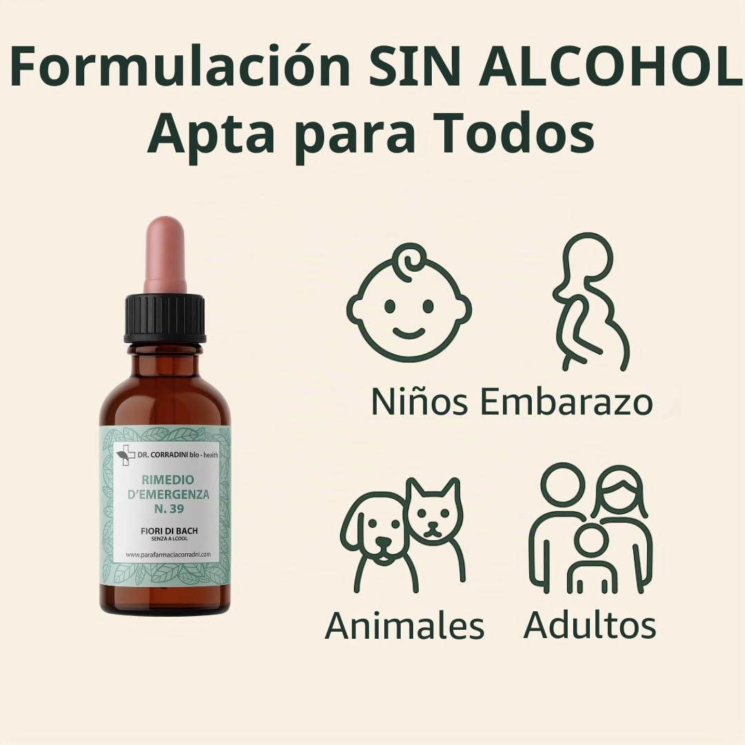 Dr. Corradini - Flores de Bach Rescue Remedy - Preparado de floriterapia sin alcohol 50 ml - Gotas naturales - Remedio de emergencia para equilibrio emocional - Made in Italy