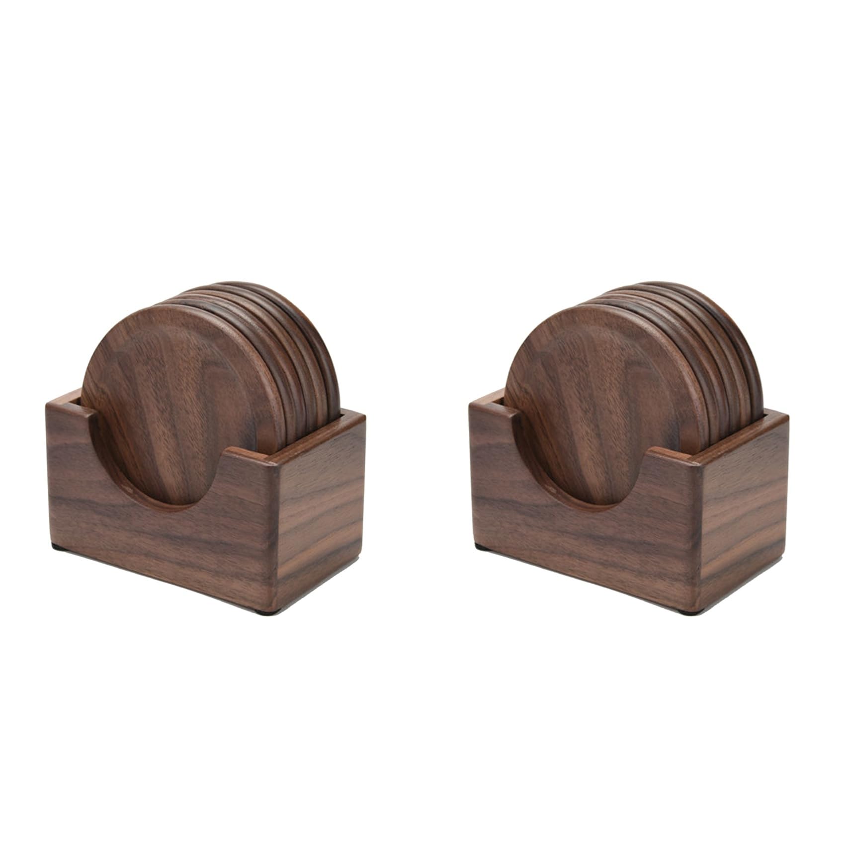 Hndhbfgrt 12Pcs Walnut Wood Coasters Placemats Decor Round Heat Drink Mat Home Kitchen Table Tea Coffee Cup Pad