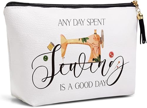 Bolsa de cosméticos para mujer, accesorios de viaje para hermanas de fin de semana, amiga, madre, cumpleaños, regalo de Navidad, Coser buen día,