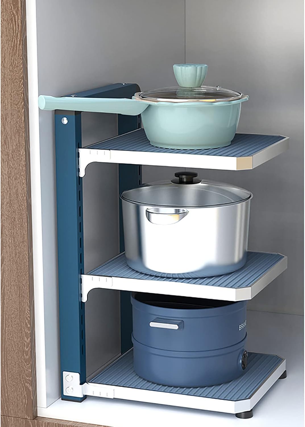 Snapon and Adjustable Saucepan Rack,Detachable Pot and Pan