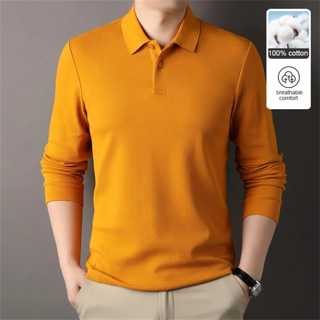 Polo da uomo a maniche lunghe in cotone pullover su misura classica per tutti i giorni