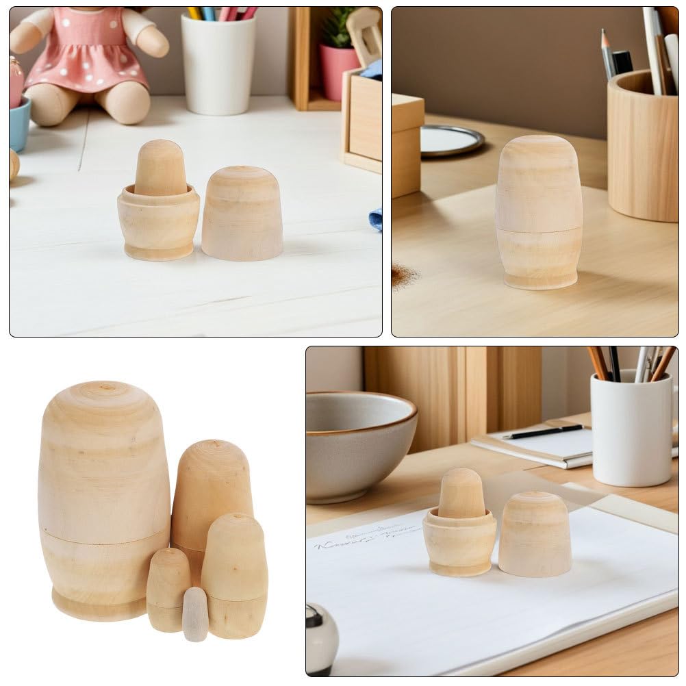 Toddmomy 5sätze Holz-matrjoschka-bastelset Unbemalte Matrjoschka-Puppen Zum Bemalen DIY -modellierspielzeug Aus Holz Zum Bemalen Von s