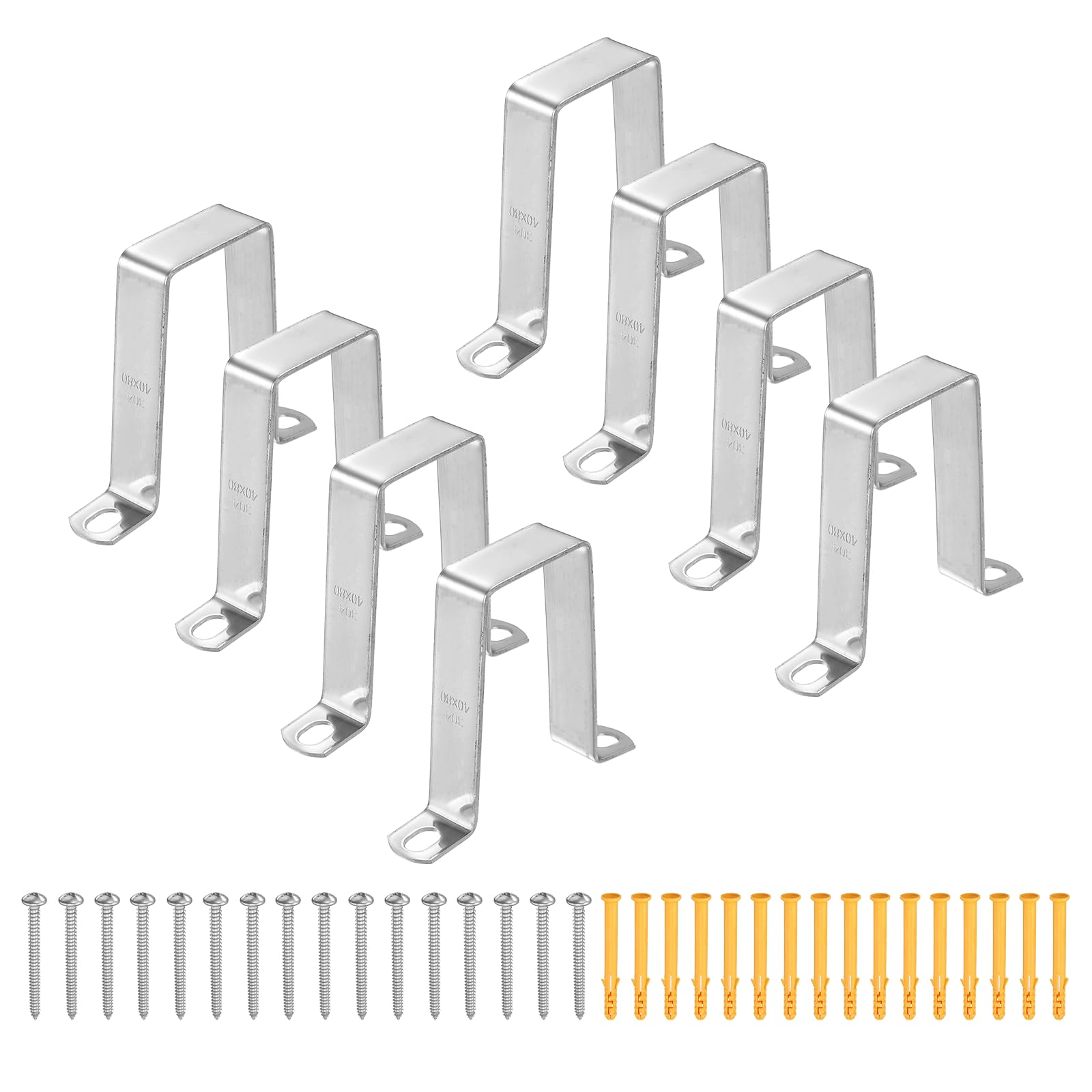 HARFINGTON 12 morsetti quadrati per tubi, 40 x 80 mm, in acciaio inox 304 | Morsetto a forma di U, staffa per connettore con fibbia a tubo quadrato con viti per tubo flessibile cavo recinzione ponte