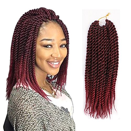 8pcs 12inch 22Strands Ombre Senegalese Twist Hair Crochet Braid Synthetic Hair Extensions 75g/Pack (1b/BUG#, 8Pack)