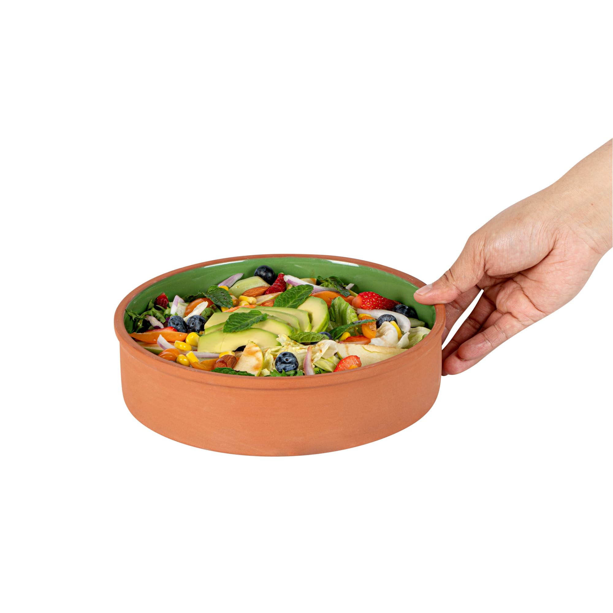 Restaurantware -Terra Tek - Cazuelas in terracotta da 1,5 l, 2 pentole in terracotta smaltata verde per cucinare, pronte per il forno, microonde, pentole in terracotta, lavabili in lavastoviglie, per