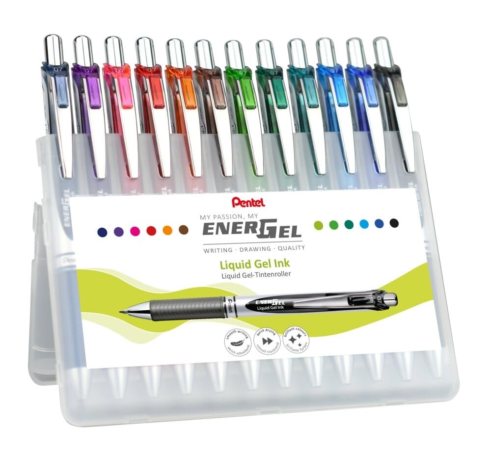 Pentel BL77-12 EnerGel Gel-Tintenroller – farblich sortiert (12 Stück)