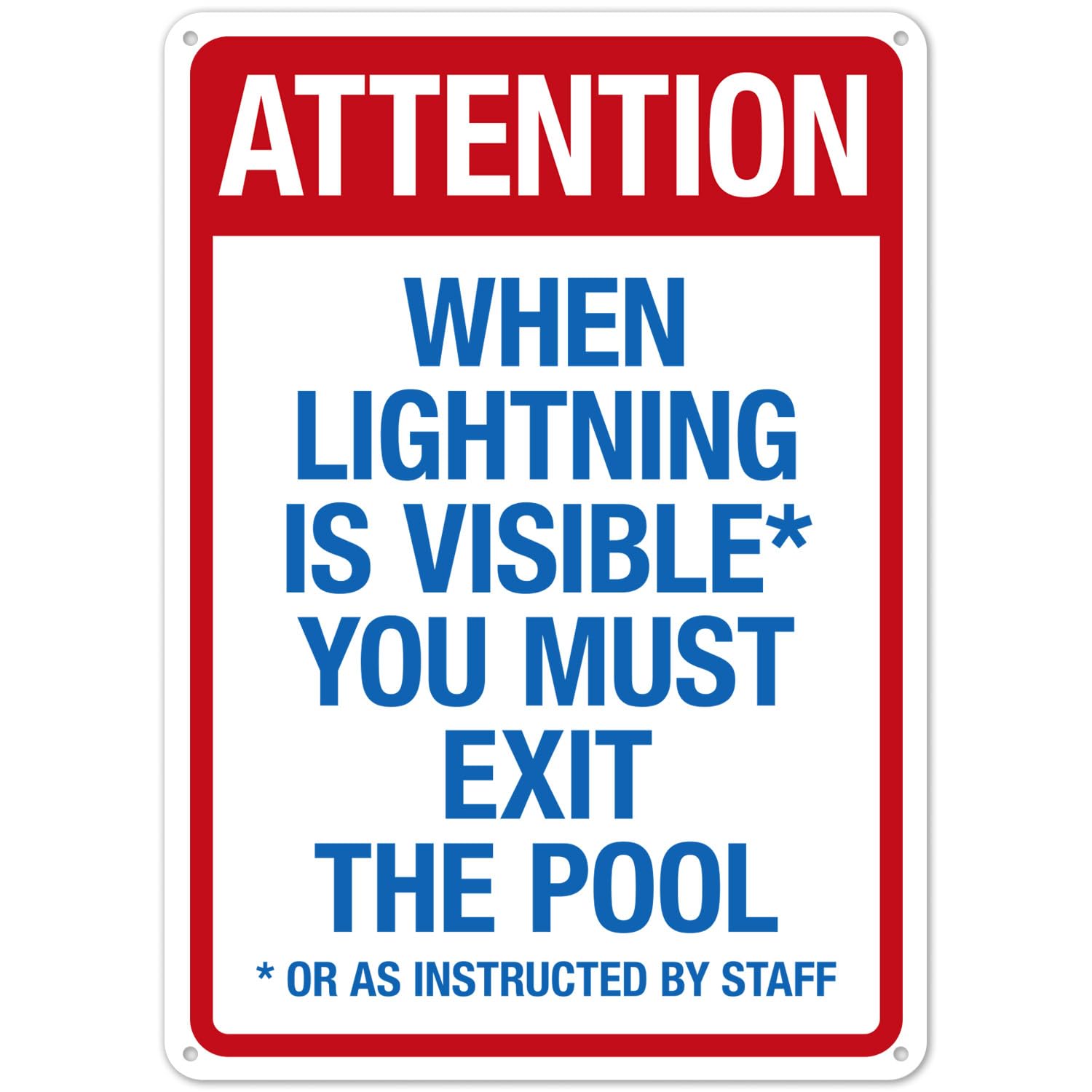 Outdoor Pool Lightning Exit Notice Metal Warning Sign Household Commercial Use 8x12 Inch