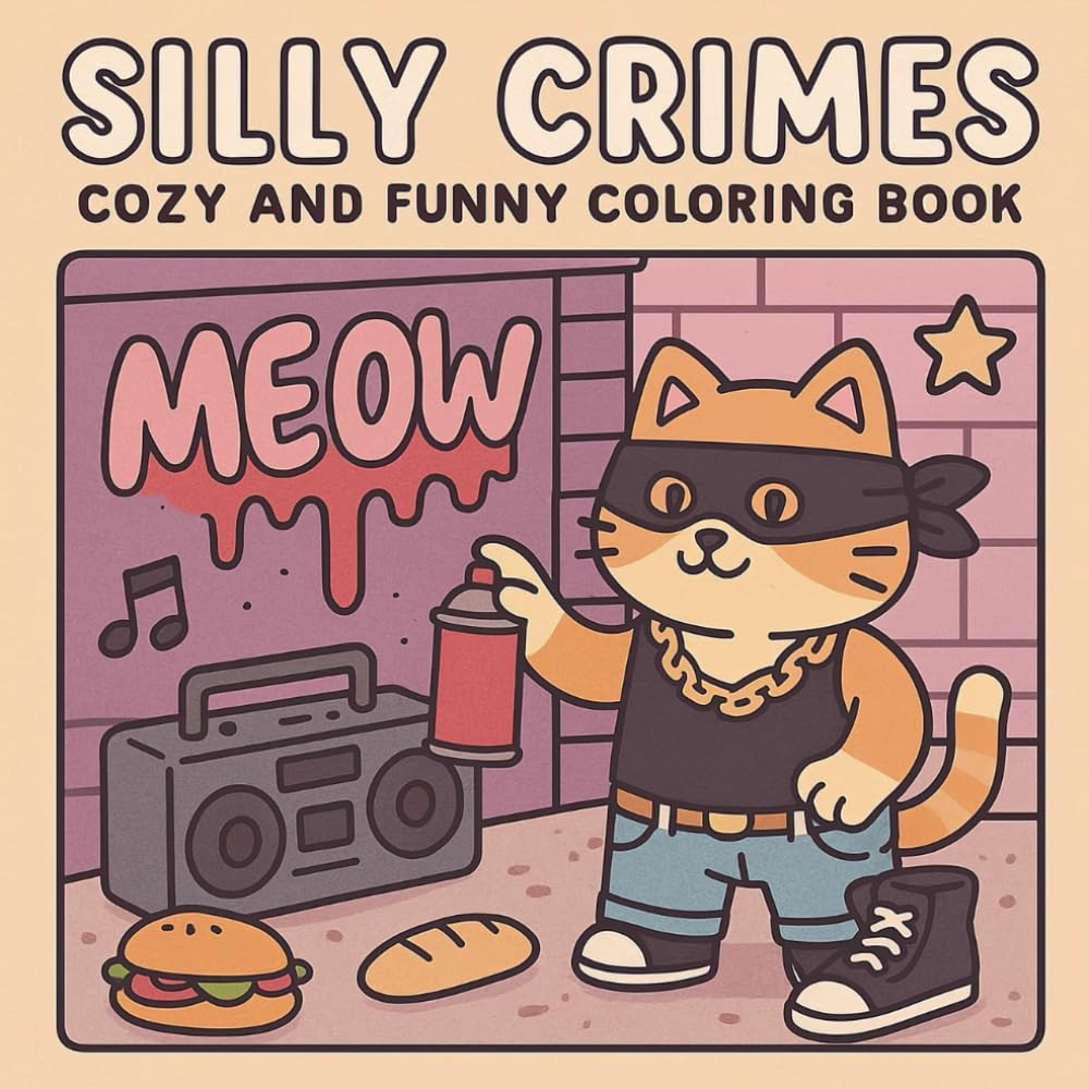 Silly Crimes: Cozy and Funny Coloring Book: Adorable Cat Criminals in Hilarious Urban Heists, Missing Posters & Mysterious Mischief | Perfect Gift for Teens, Adults & Cat Lovers