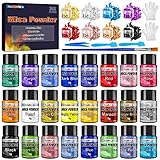 Epoxidharz Farbe Mica Pulver, 32 Farben * 5 g Mica powder, Metallic-Farben, Glitzerpulver zur Kerzenherstellung, Kunsthandwerk, Epoxidharz, Harzfarbstoff, Nägel, Schleim, Seifenfarbe Pigmente Pulver