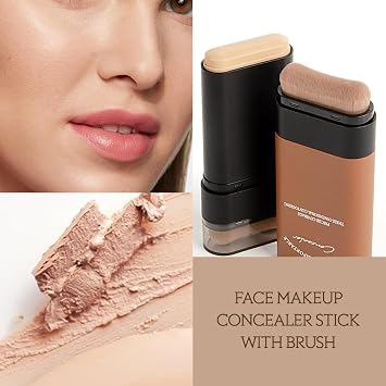 Foundation Stick With Built-In Brush, Full Coverage Cream, #04 Honey Tan