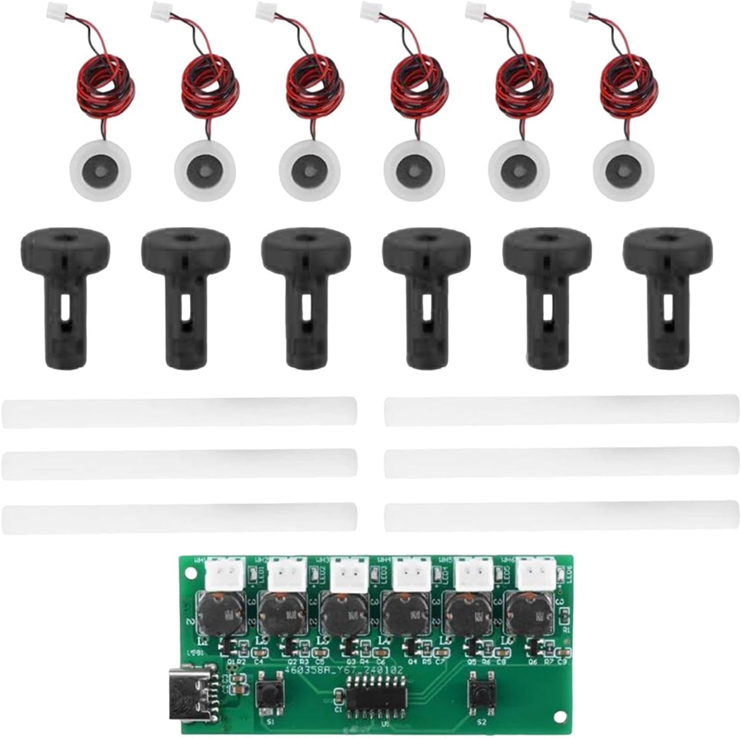USB 6-Head Mist Maker Module 108KHz C-Type Ultrasonic Atomizer Humidifier Board 5V DC Powered Rduino UNO Compatible Water Fogger DIY Cooling Diffusion Spray Unit