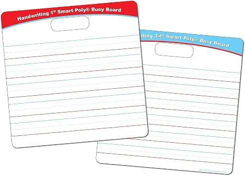 Ashley Productions Smart Poly Educational Activity Busy Board, Dry Erase with Marker, 10-3/4" x 10-3/4", 3/4" and 1" Practice Handwriting Lines