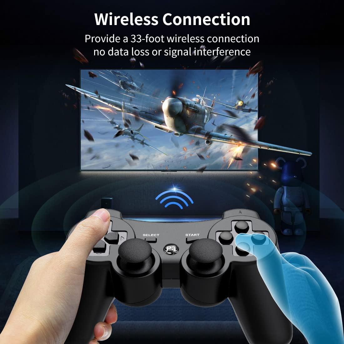 Wireless Controller 2-Pack with PS3 Controller Double Vibration Motion Sensor, Professional Wireless Controller Compatible with Playstation 3 with Upgraded Joystick High Performance : Video Games