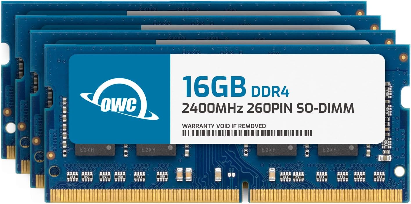 OWC 64GB (4 x 16GB) PC19200 DDR4 2400MHz CL17 260pin SO-DIMMs Memory Compatible with 27″ iMac (Mid 2017), and Compatible PCs (OWC2400DDR4S64S)