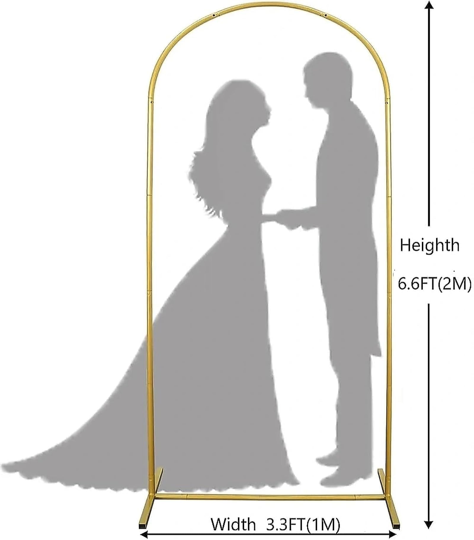 2m Gold Hochzeitsbogen, Metallbogen Hintergrund Ständer für Party | Ballonbogen Ständer mit stabiler Basis, Passt zu Hochzeiten, Geburtstagen und Eröffnungsfeiern (1x2m)