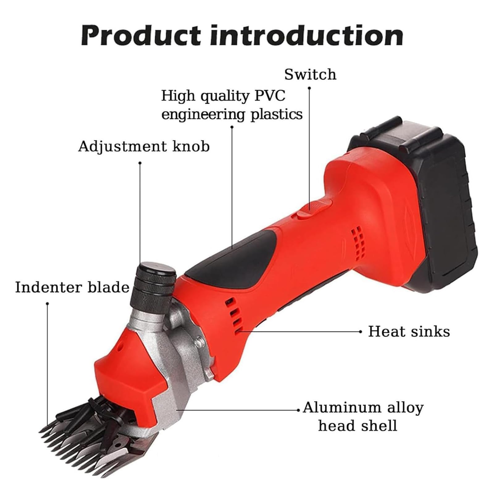 Esquiladora EléCtrica InaláMbrica para Ovejas, Esquiladora Profesional Alta Resistencia con Motor Sin Escobillas 550W Y 2800 Rpm, para Cuidado Animales Ganado Y Granjas Incluye BateríAs,9-tooth