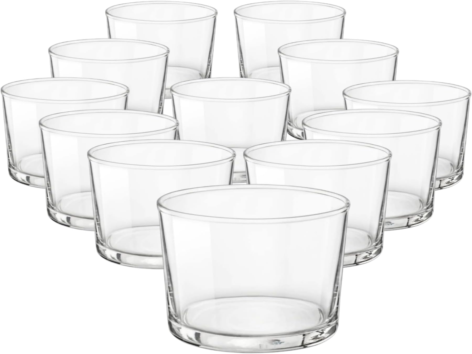 Essential Decor Glassware – Set Of 12 Mini 7.5 Ounce Drinking Glasses For Water, Beverages ,Cocktails & Candle Holders – 7.5oz Clear Tempered Glass Tumblers