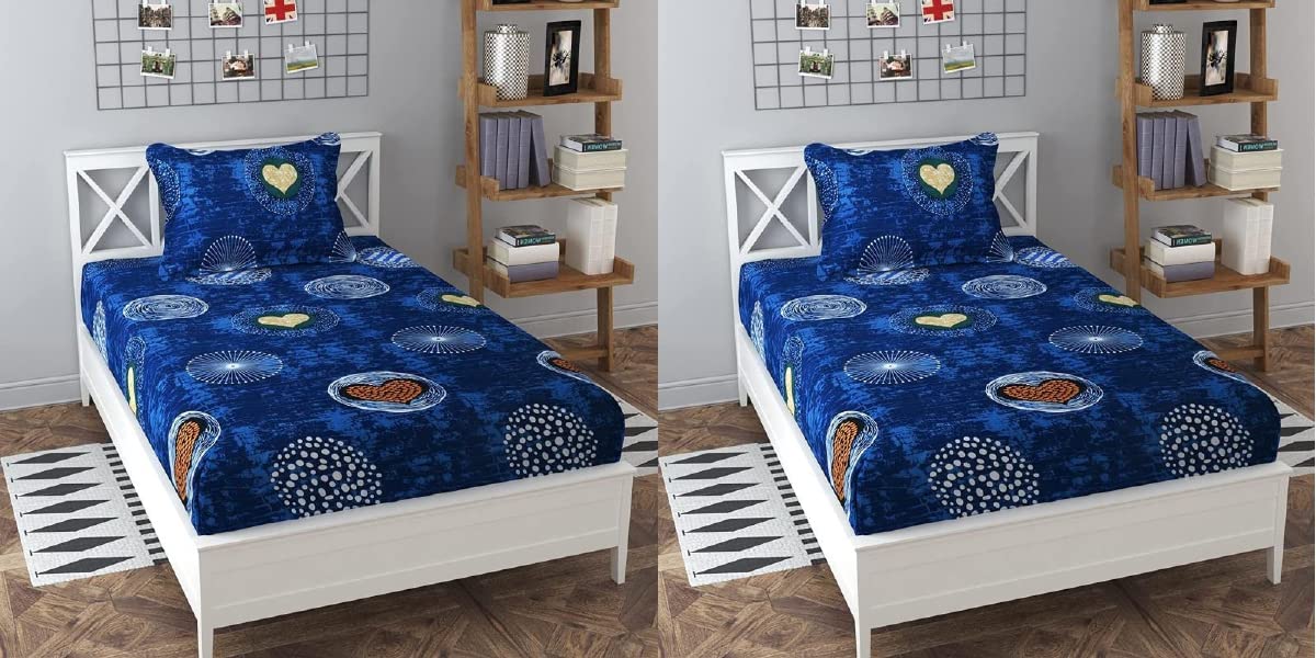 HOMYBEES Microfiber Supersoft Cotton Bedsheet Combo Set of 2 Single Bedsheet with 2 Pillow Cover (60 x 90 Inches) - Multicolor (B0BR8WMJG5) Amazon Price History, Amazon Price Tracker