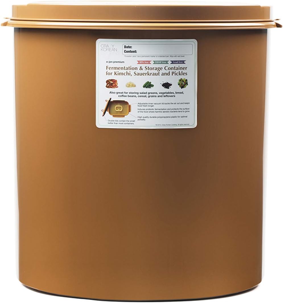 CKC Premium Kimchi, Sauerkraut Fermentation Container, Sandy Brown, 11.8 Gallon