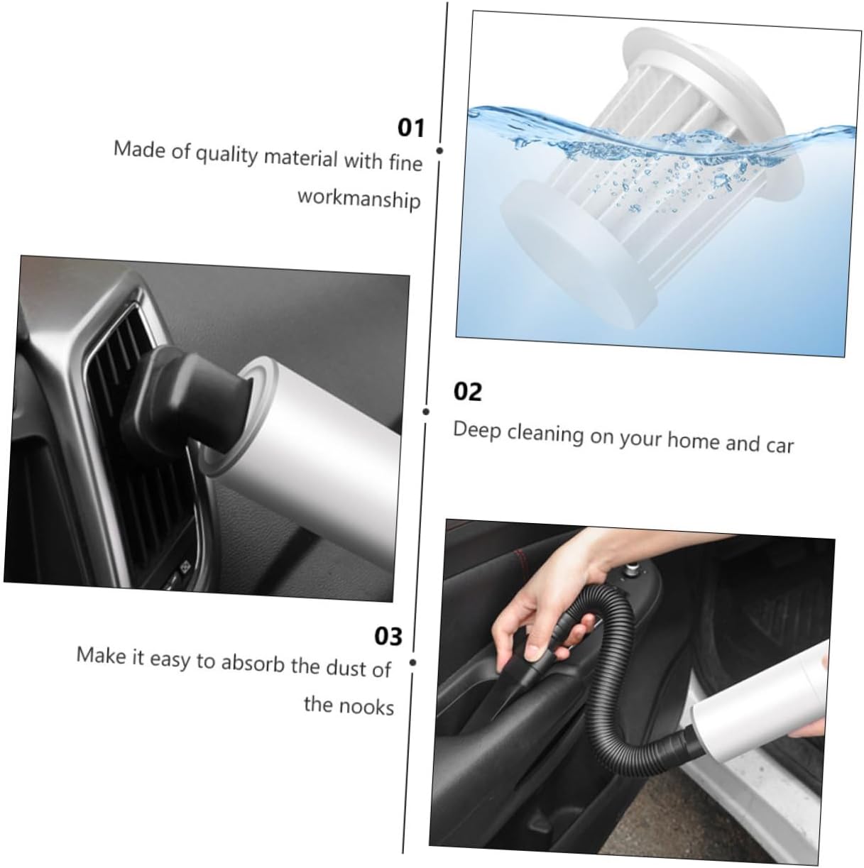 Cabilock Handheld Car Vacuum Portable Car Vacuum Cleaner for Detailing Deep Cleaning Auto Multi-Filter