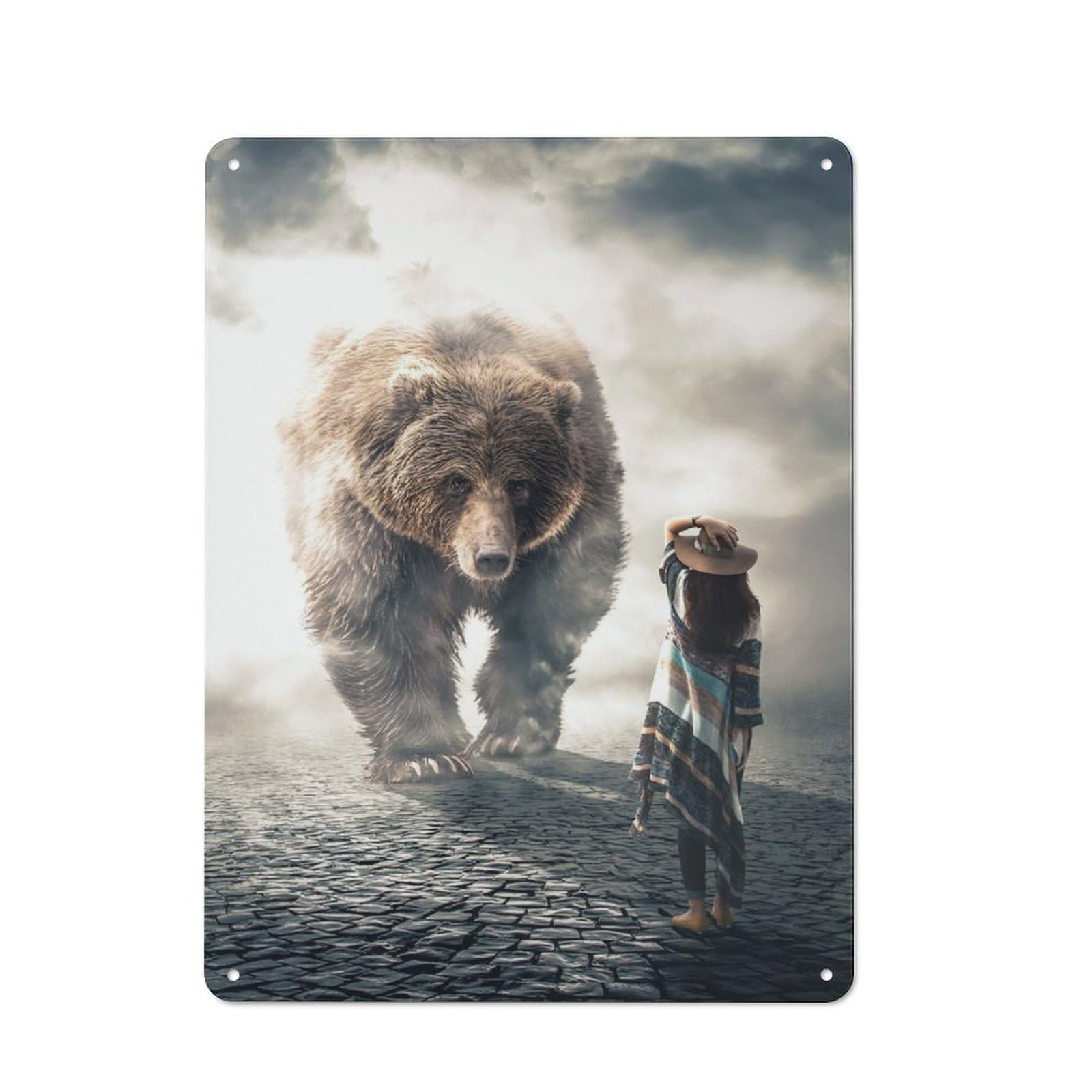 Junmoney The Giant Bear Tin Wall Plaque 40X30cm With For Hobby Room Or Studio, For Metal Sign Collectors, For Kitchen And Home Bar Decor