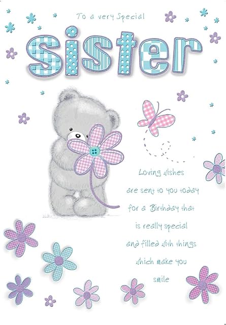 Special Sister Birthday Card - Large 9 x 6.25 Inches