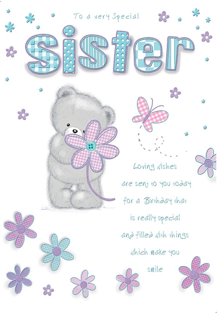 Piccadilly Greetings Group Ltd Special Sister Birthday Card - Large 9 x 6.25 Inches,blue|green