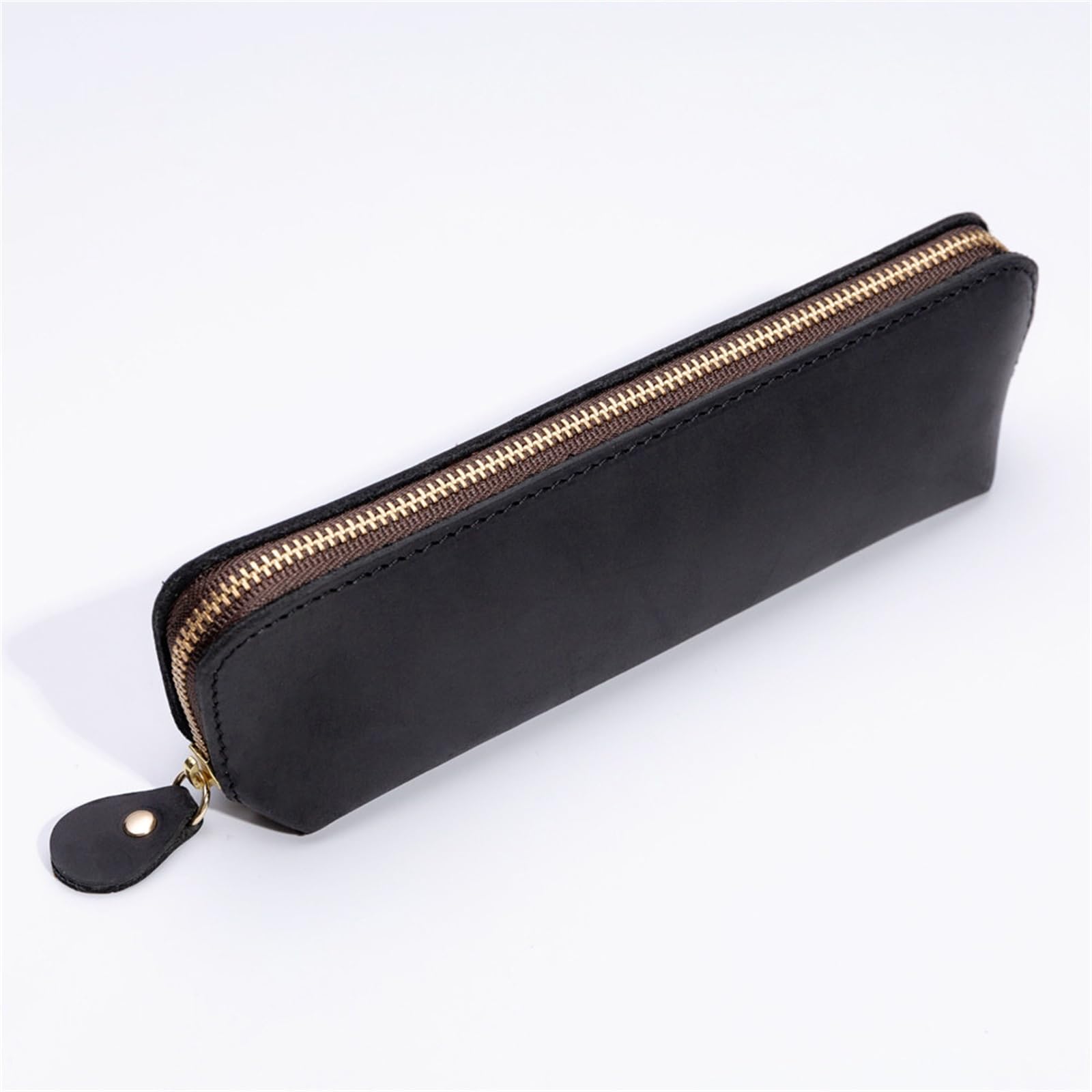 DUMRALBQE Wooden Jewelry Box Creative Vintage Pen Organiser Handmade Zip Leather Pouch for Storage and Organization(Noir)