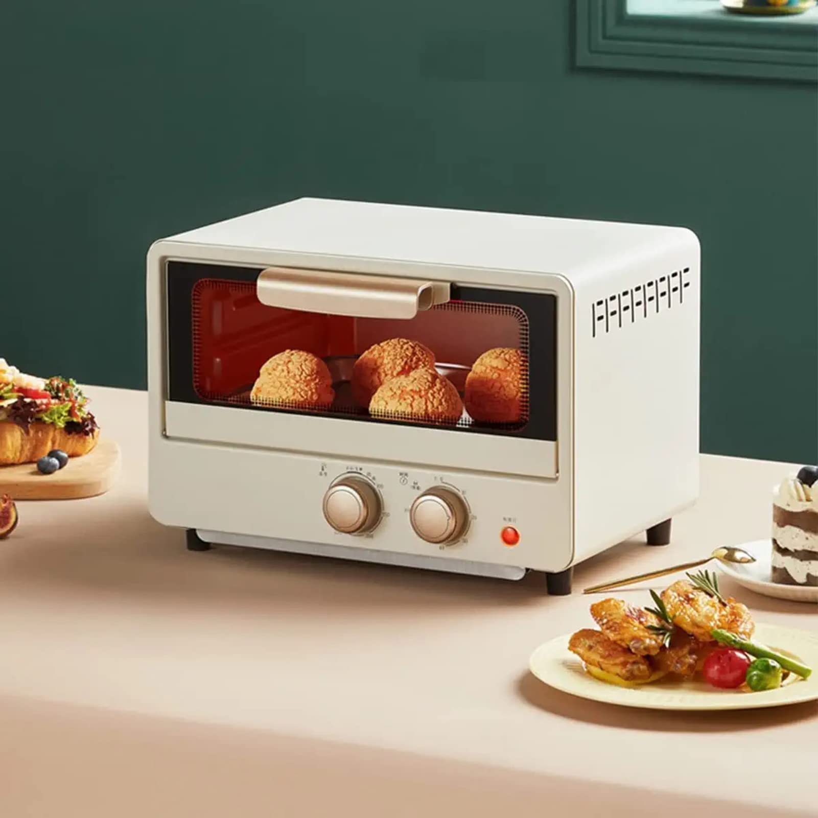 Mini piekarnik, elektryczny piekarnik stołowy, regulowana temperatura, wielofunkcyjny piekarnik elektryczny, kompaktowy piekarnik z timerem do grillowania, łatwy do czyszczenia