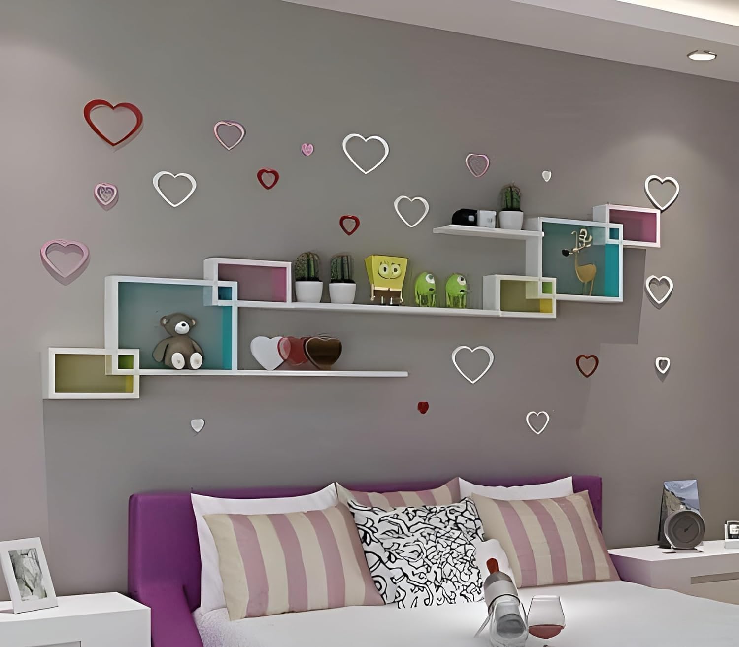 Rakhi ArtsWood Painted Floating Wall Mounted Set of 9 Cube with 3 Shelves for Living Room, Bedroom (Multicolor) (B0DCW3QVZ3) Amazon Price History, Amazon Price Tracker