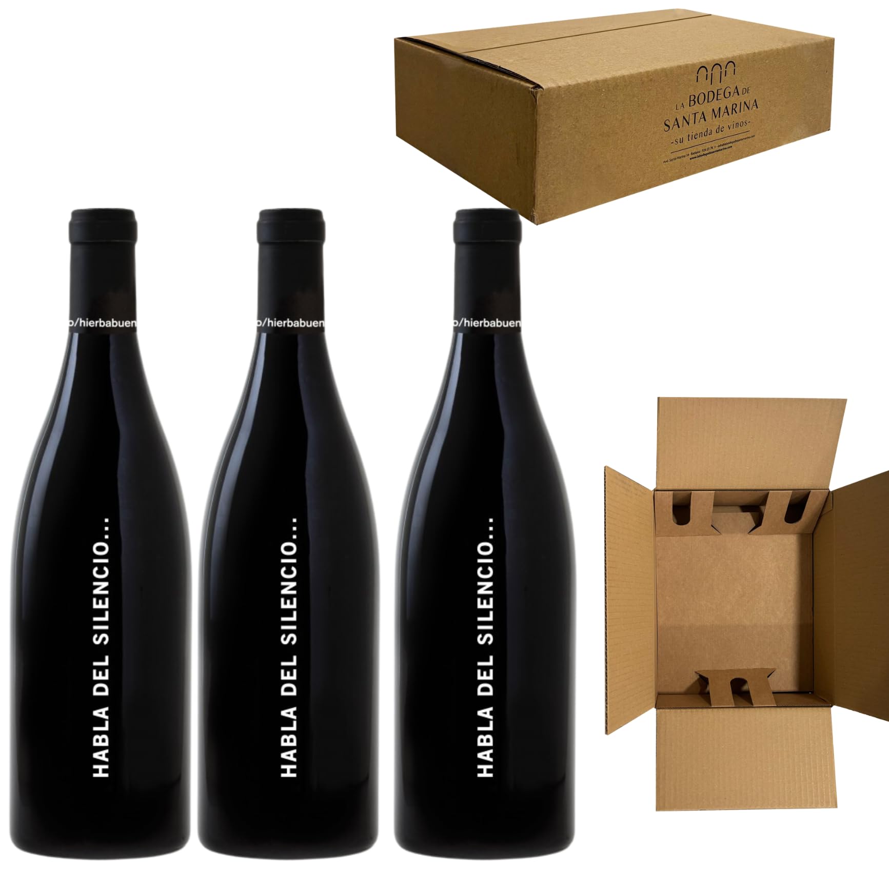 Habla del Silencio - Vino Tinto Extremadura - Crianza de Autor, Syrah, Cabernet Sauvignon y Tempranillo, Barrica de Roble, 14% Alcohol, Pack 3 Botellas 75cl