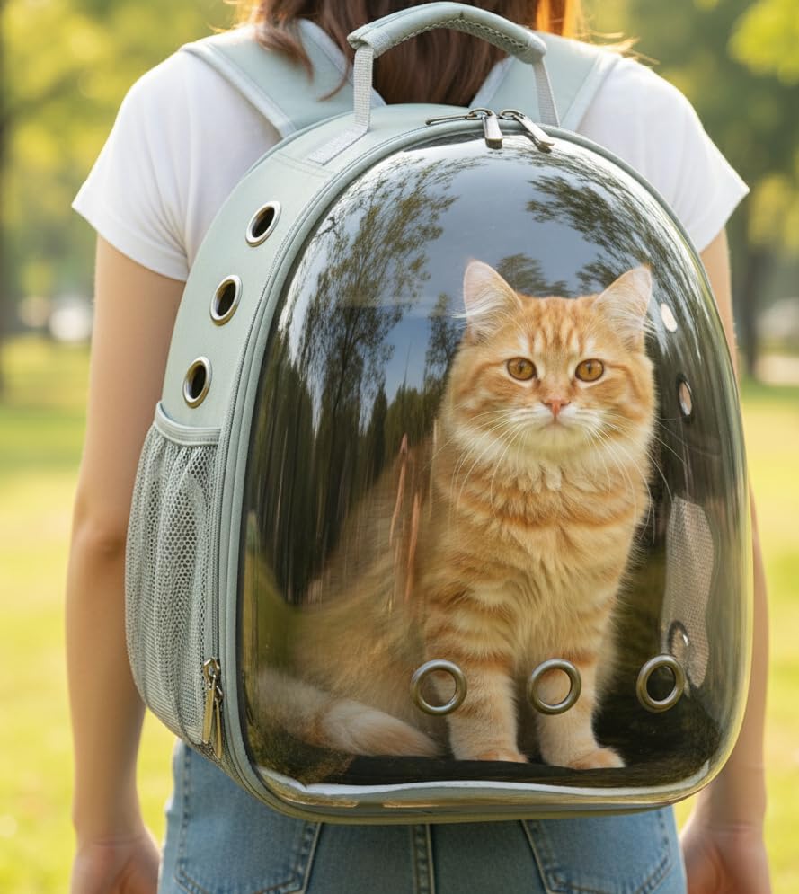 GTC Ultimate Ventilated Expendable Cat Backpack Carrier Secure and Portable Pet Travel Bag with Breathable Design for Outdoor Adventures AT-59 (Multi Color) 3