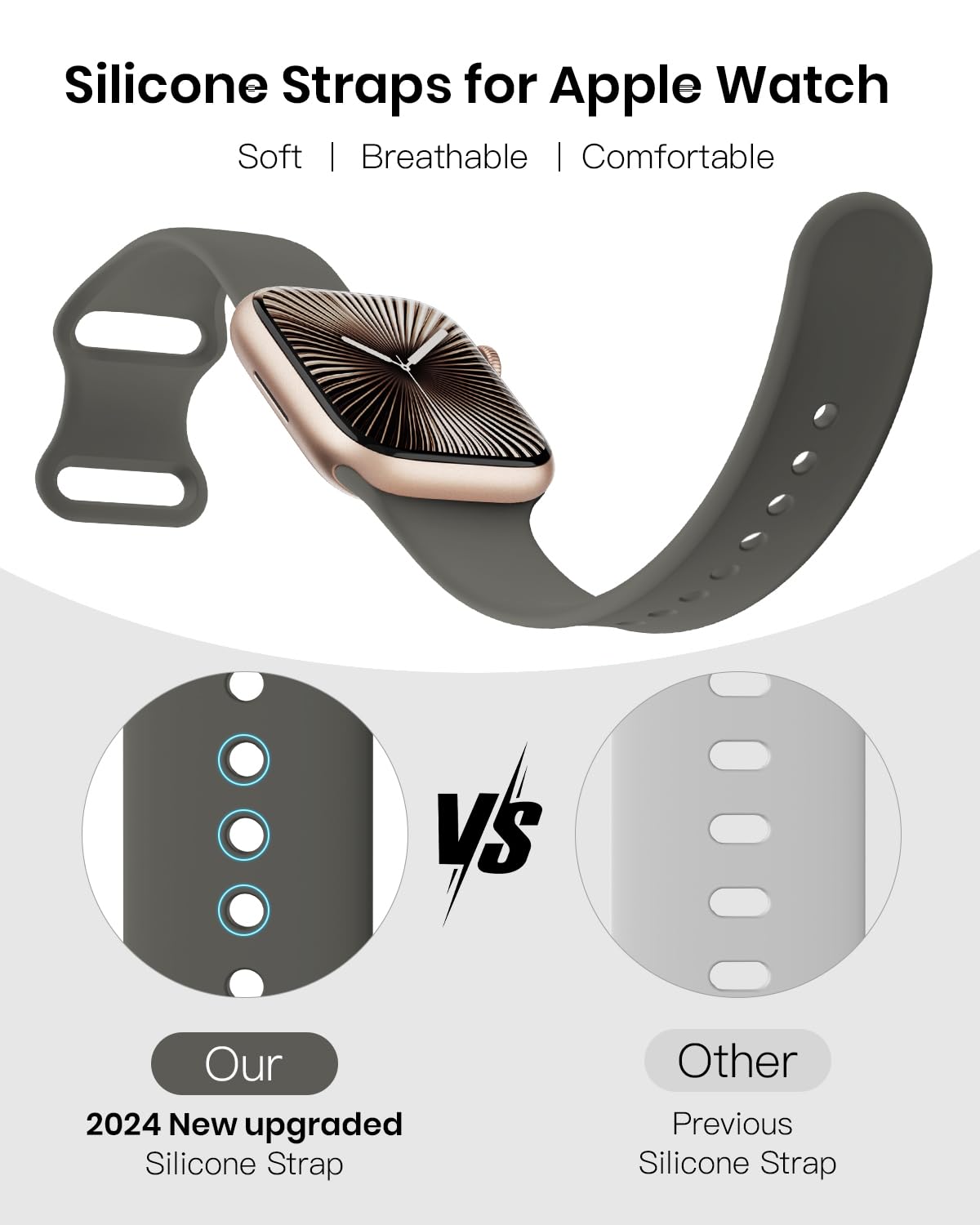 Patented Cinturino Sportivi Compatibile per Cinturino Apple Watch 44mm 45mm 46mm 49mm 42mm(serie 10) da Donna Uomo, Cinturino in Silicone per Apple Watch Serie 10 9 8 7 6 5 4 3 2 1 SE