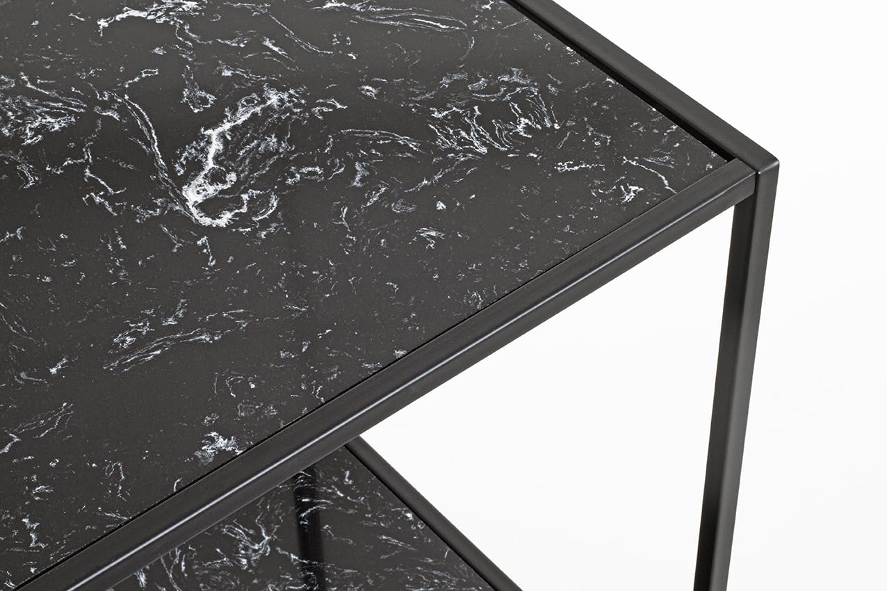 HAKU Tavolino nero, finto marmo, metallo, tavolino da salotto - Dimensioni: L 40 x A 60 x P 40 cm Stile: Art Déco