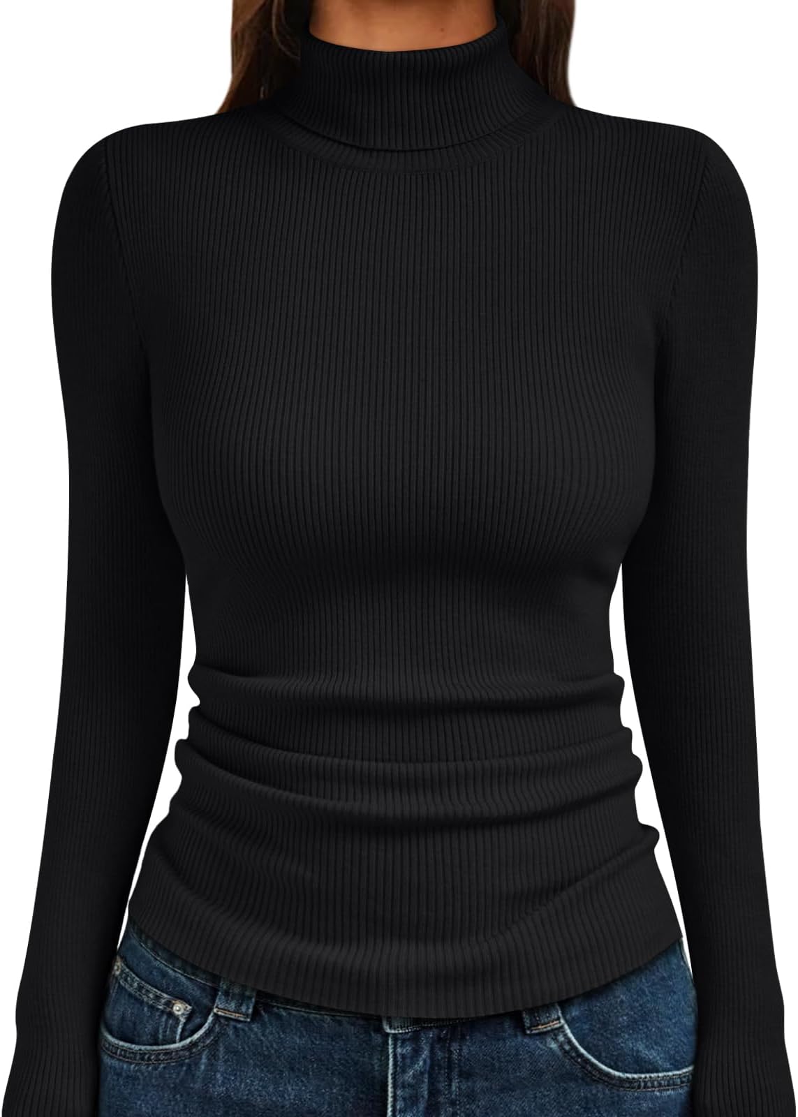 Womens Turtleneck Ribbed Sweaters Pullover Tops Long Sleeve Winter Clothes 2025